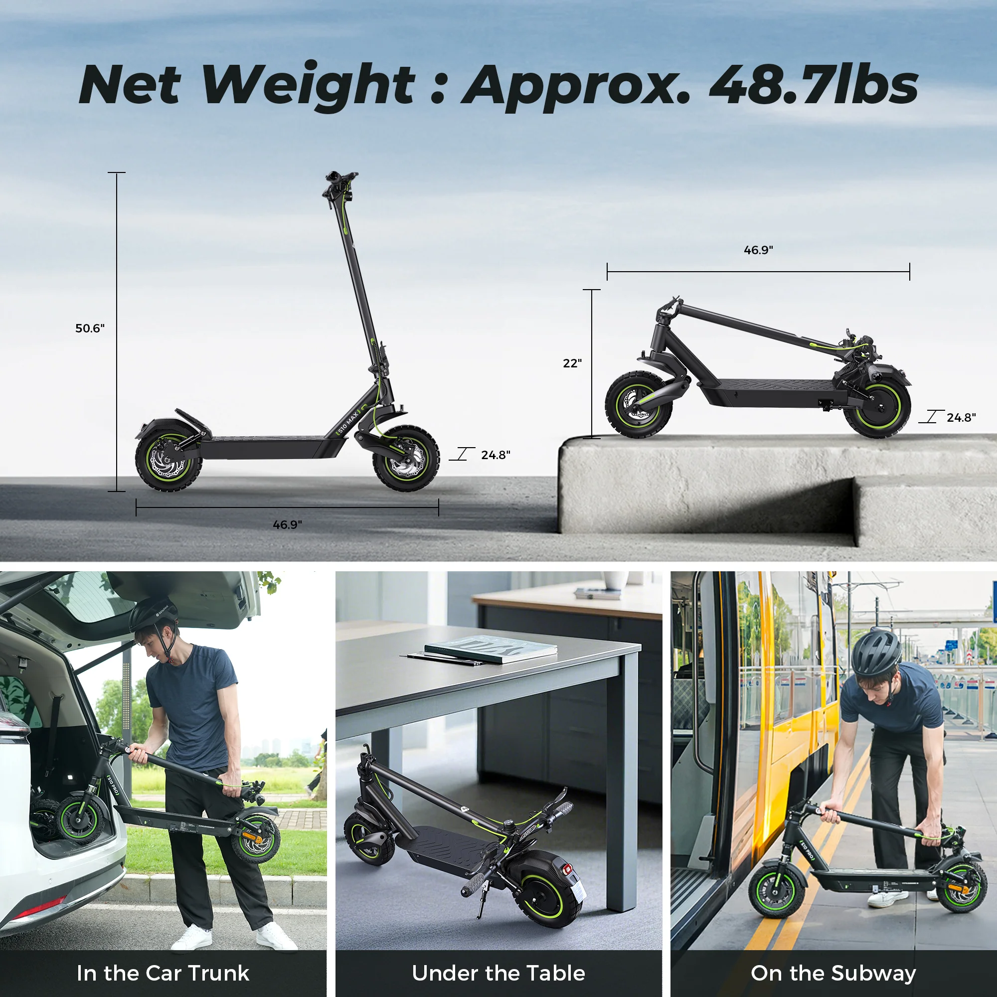 isinwheel® S10MAX 1000W Long-Range Electric Scooter for Adults - Image 10