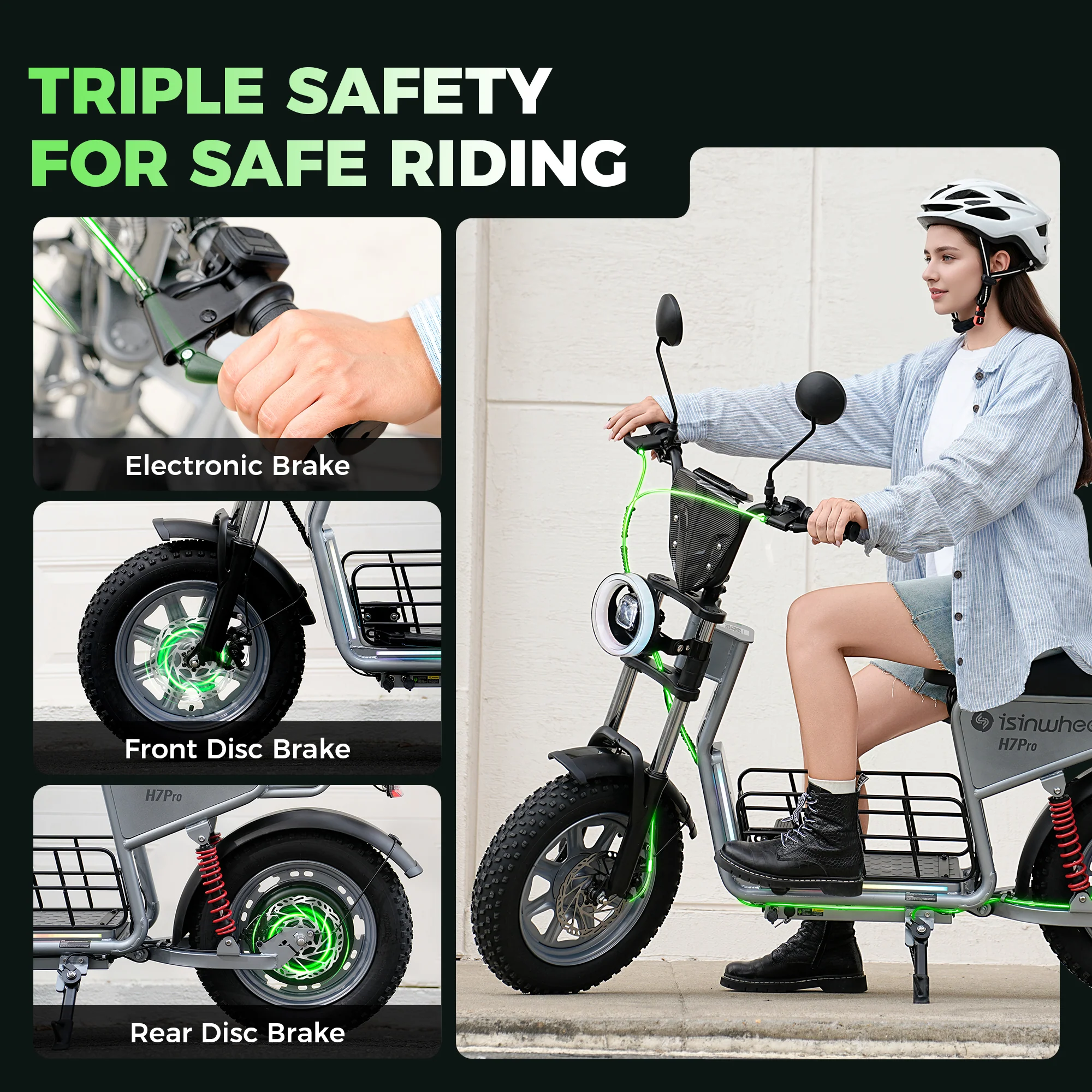isinwheel H7Pro Comfort Electric Scooter with Seat - Image 6