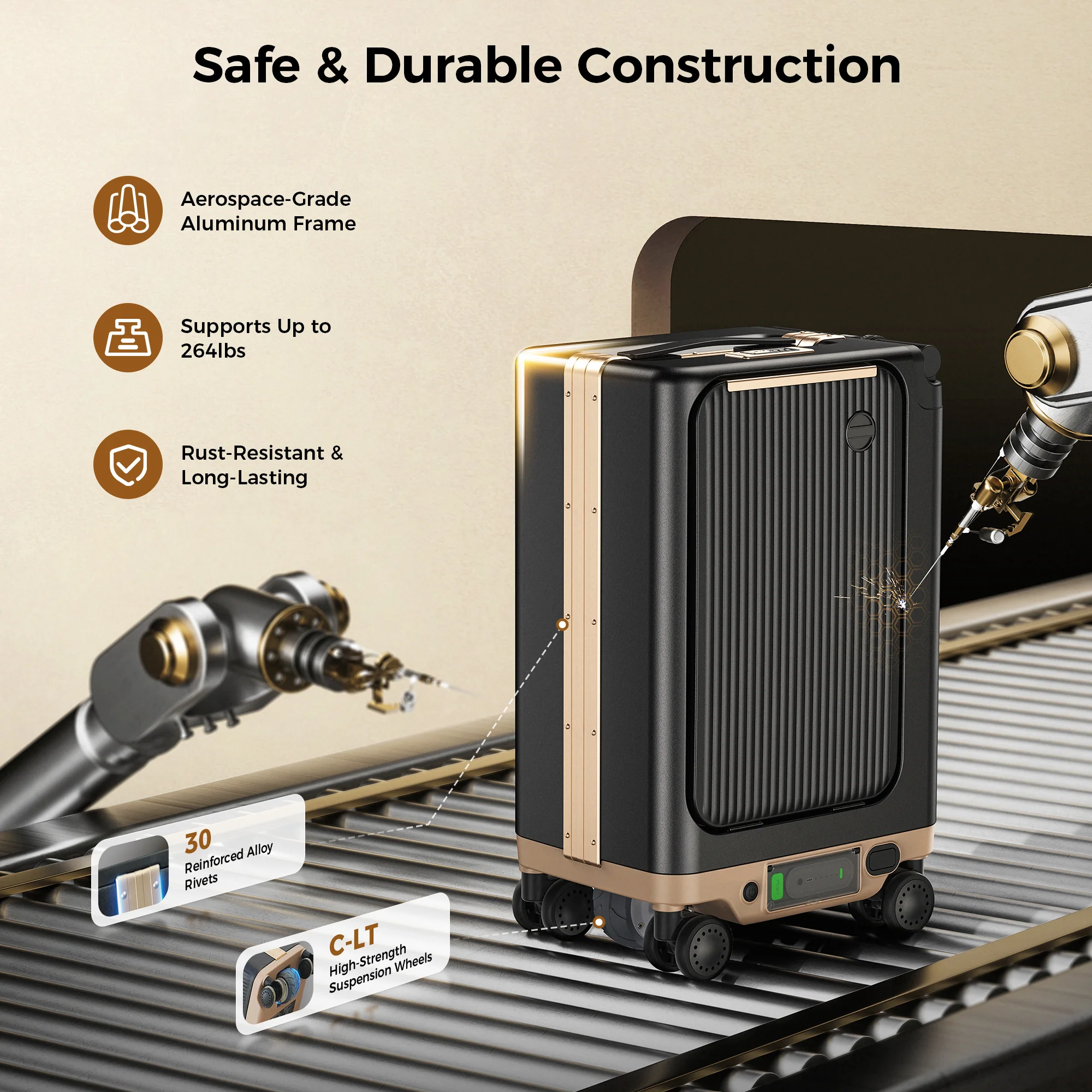isinwheel® 20-Inch Cabin-Size Electric Suitcase Smart Luggage Airline Approved - Image 13