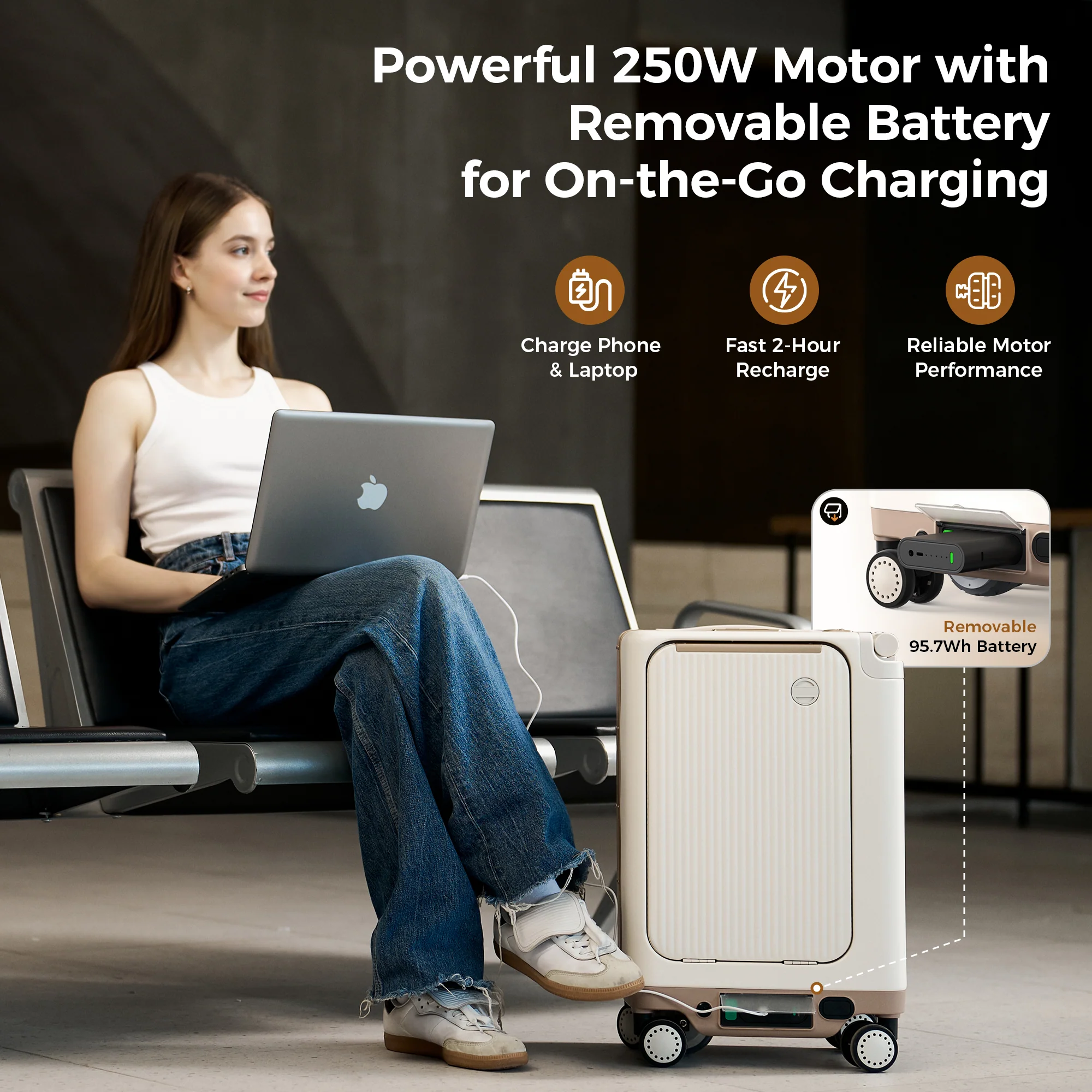 isinwheel® 20-Inch Cabin-Size Electric Suitcase Smart Luggage Airline Approved - Image 14