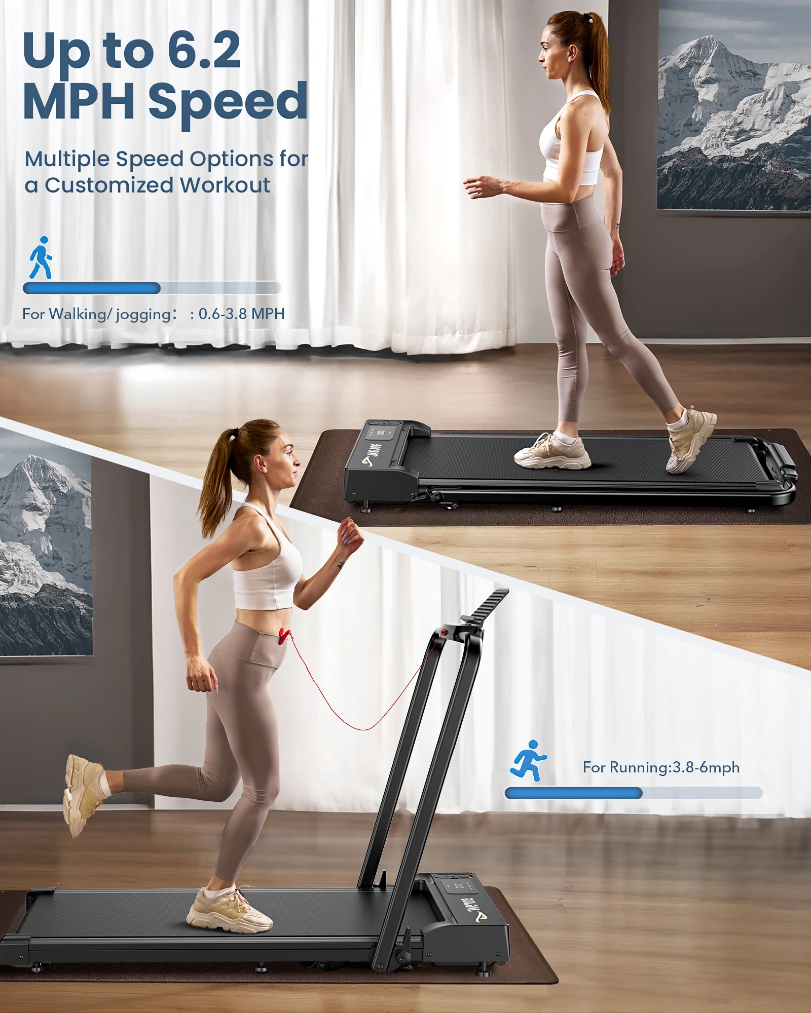 JT51 Folding Walking Pad Treadmill with Handrails - Image 8